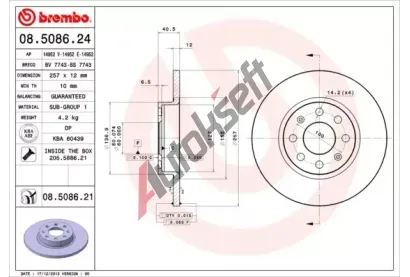 BREMBO Brzdov kotou COATED DISC LINE - 257 mm BRE 08.5086.21, 08.5086.21