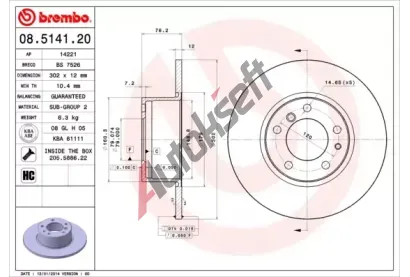 BREMBO Brzdov kotou - 302 mm BRE 08.5141.20, 08.5141.20