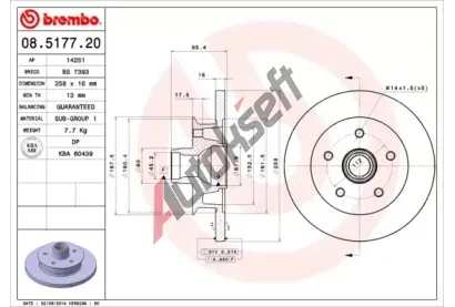 BREMBO Brzdov kotou - 258 mm BRE 08.5177.20, 08.5177.20