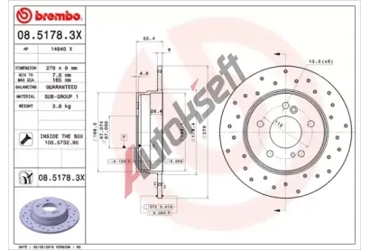 BREMBO Brzdov kotou XTRA LINE - 278 mm BRE 08.5178.3X, 08.5178.3X