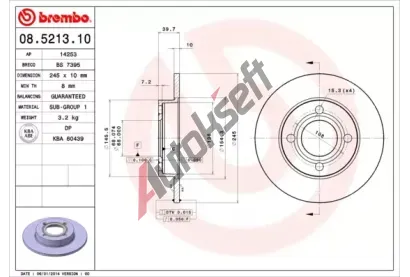 BREMBO Brzdov kotou - 245 mm BRE 08.5213.10, 08.5213.10
