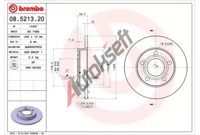 BREMBO Brzdov kotou - 245 mm BRE 08.5213.20, 08.5213.20