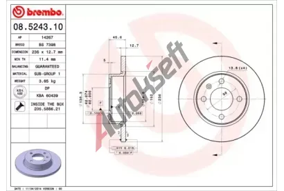 BREMBO Brzdov kotou - 236 mm BRE 08.5243.10, 08.5243.10