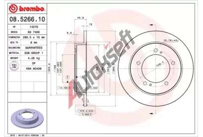 BREMBO Brzdov kotou - 289 mm BRE 08.5266.10, 08.5266.10