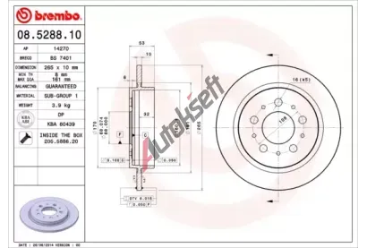 BREMBO Brzdov� kotou� - 265 mm BRE 08.5288.10, 08.5288.10