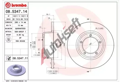 BREMBO Brzdov kotou COATED DISC LINE - 298 mm BRE 08.5347.11, 08.5347.11