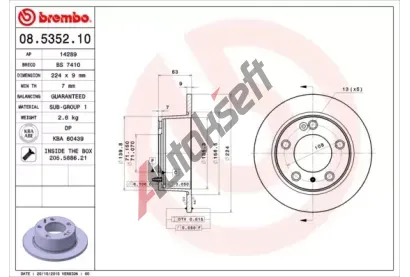 BREMBO Brzdov kotou - 224 mm BRE 08.5352.10, 08.5352.10