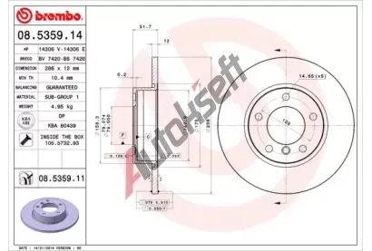 BREMBO Brzdov kotou COATED DISC LINE - 286 mm BRE 08.5359.11, 08.5359.11