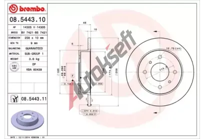 BREMBO Brzdov kotou COATED DISC LINE - 258 mm BRE 08.5443.11, 08.5443.11