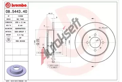 BREMBO Brzdov kotou - 258 mm BRE 08.5443.40, 08.5443.40