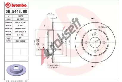 BREMBO Brzdov kotou - 258 mm BRE 08.5443.60, 08.5443.60