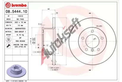 BREMBO Brzdov kotou - 303 mm BRE 08.5444.10, 08.5444.10