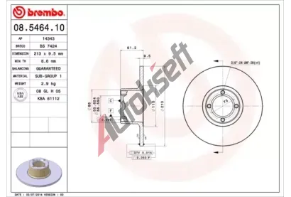 BREMBO Brzdov kotou - 213 mm BRE 08.5464.10, 08.5464.10