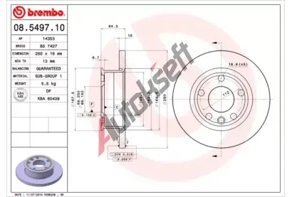 BREMBO Brzdov kotou - 260 mm BRE 08.5497.10, 08.5497.10