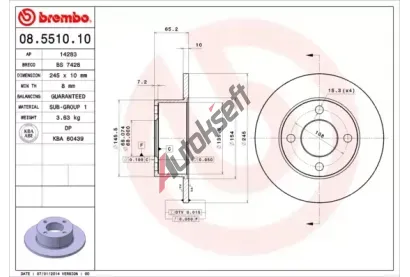 BREMBO Brzdový kotouč - 245 mm BRE 08.5510.10, 08.5510.10 BREMBO Brzdový kotouč - 245 mm BRE 08.5510.10, 08.5510.10