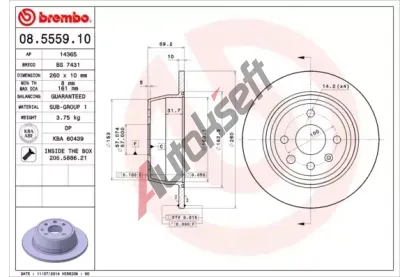 BREMBO Brzdov kotou - 260 mm BRE 08.5559.10, 08.5559.10