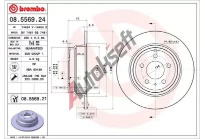 BREMBO Brzdov kotou COATED DISC LINE - 295 mm BRE 08.5569.21, 08.5569.21