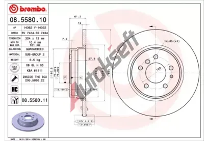 BREMBO Brzdov kotou COATED DISC LINE - 324 mm BRE 08.5580.11, 08.5580.11