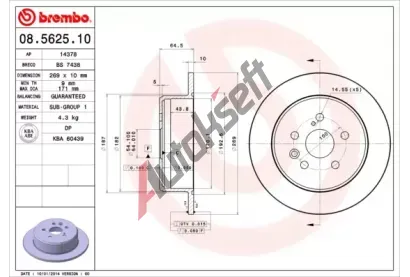BREMBO Brzdov kotou - 269 mm BRE 08.5625.10, 08.5625.10