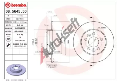 BREMBO Brzdov kotou - 265 mm BRE 08.5645.50, 08.5645.50