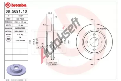 BREMBO Brzdov kotou - 234 mm BRE 08.5691.10, 08.5691.10