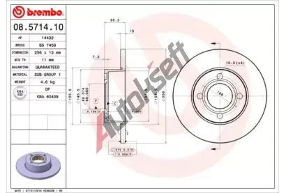 BREMBO Brzdov kotou - 256 mm BRE 08.5714.10, 08.5714.10