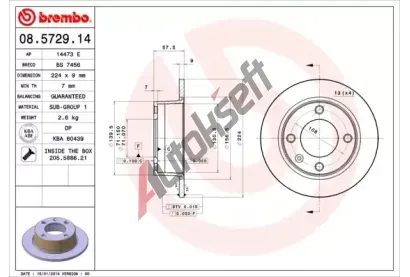 BREMBO Brzdov kotou - 224 mm BRE 08.5729.14, 08.5729.14