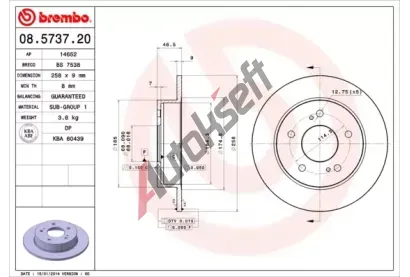 BREMBO Brzdov kotou - 258 mm BRE 08.5737.20, 08.5737.20