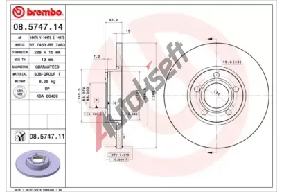 BREMBO Brzdov kotou COATED DISC LINE - 288 mm BRE 08.5747.11, 08.5747.11