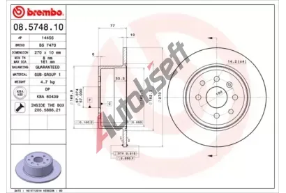 BREMBO Brzdov kotou - 270 mm BRE 08.5748.10, 08.5748.10