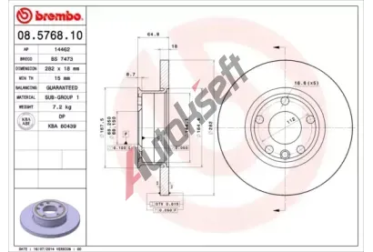 BREMBO Brzdov kotou - 282 mm BRE 08.5768.10, 08.5768.10