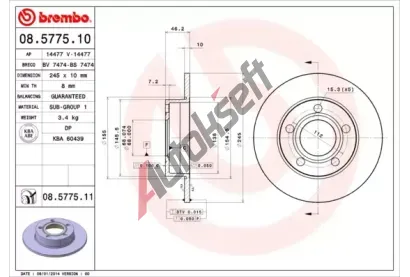 BREMBO Brzdov kotou COATED DISC LINE - 245 mm BRE 08.5775.11, 08.5775.11