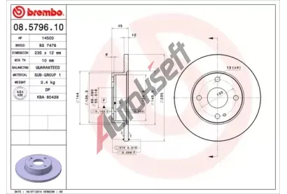 BREMBO Brzdov kotou - 235 mm BRE 08.5796.10, 08.5796.10