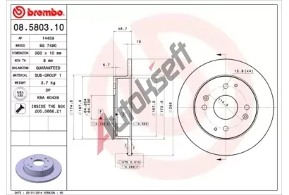 BREMBO Brzdov kotou - 260 mm BRE 08.5803.10, 08.5803.10