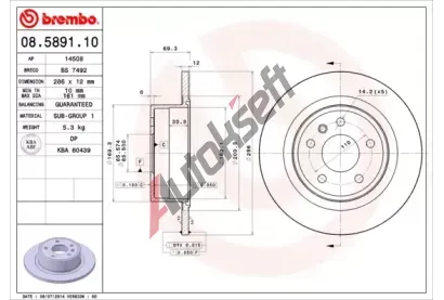 BREMBO Brzdov kotou - 286 mm BRE 08.5891.10, 08.5891.10
