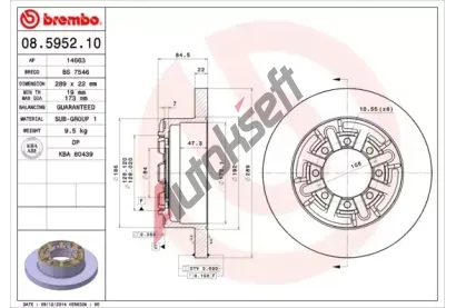 BREMBO Brzdov kotou - 289 mm BRE 08.5952.10, 08.5952.10