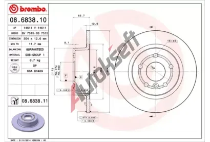 BREMBO Brzdov kotou COATED DISC LINE - 304 mm BRE 08.6838.11, 08.6838.11