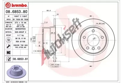 BREMBO Brzdov kotou COATED DISC LINE - 272 mm BRE 08.6853.81, 08.6853.81