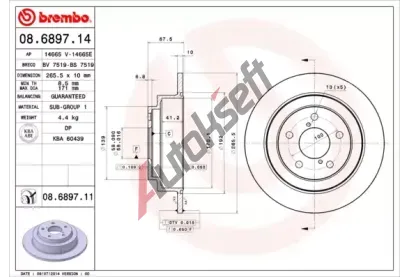 BREMBO Brzdov kotou COATED DISC LINE - 266 mm BRE 08.6897.11, 08.6897.11
