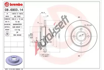 BREMBO Brzdov kotou - 240 mm BRE 08.6903.14, 08.6903.14