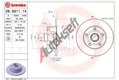 BREMBO Brzdov kotou - 245 mm BRE 08.6911.14, 08.6911.14