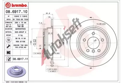 BREMBO Brzdov kotou COATED DISC LINE - 298 mm BRE 08.6917.11, 08.6917.11