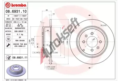BREMBO Brzdov kotou COATED DISC LINE - 290 mm BRE 08.6931.11, 08.6931.11