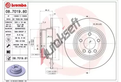 BREMBO Brzdov kotou COATED DISC LINE - 324 mm BRE 08.7019.81, 08.7019.81