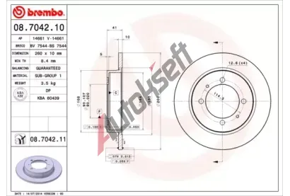 BREMBO Brzdov kotou COATED DISC LINE - 260 mm BRE 08.7042.11, 08.7042.11