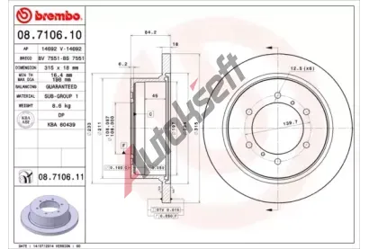 BREMBO Brzdov kotou COATED DISC LINE - 315 mm BRE 08.7106.11, 08.7106.11