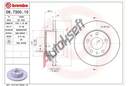 BREMBO Brzdov kotou - 276 mm BRE 08.7300.10, 08.7300.10