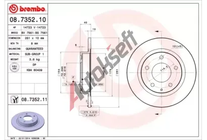 BREMBO Brzdov kotou COATED DISC LINE - 261 mm BRE 08.7352.11, 08.7352.11