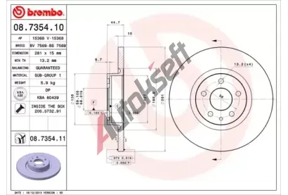 BREMBO Brzdov kotou COATED DISC LINE - 281 mm BRE 08.7354.11, 08.7354.11