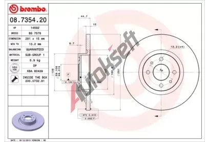BREMBO Brzdový kotouč - 281 mm BRE 08.7354.20, 08.7354.20 BREMBO Brzdový kotouč - 281 mm BRE 08.7354.20, 08.7354.20